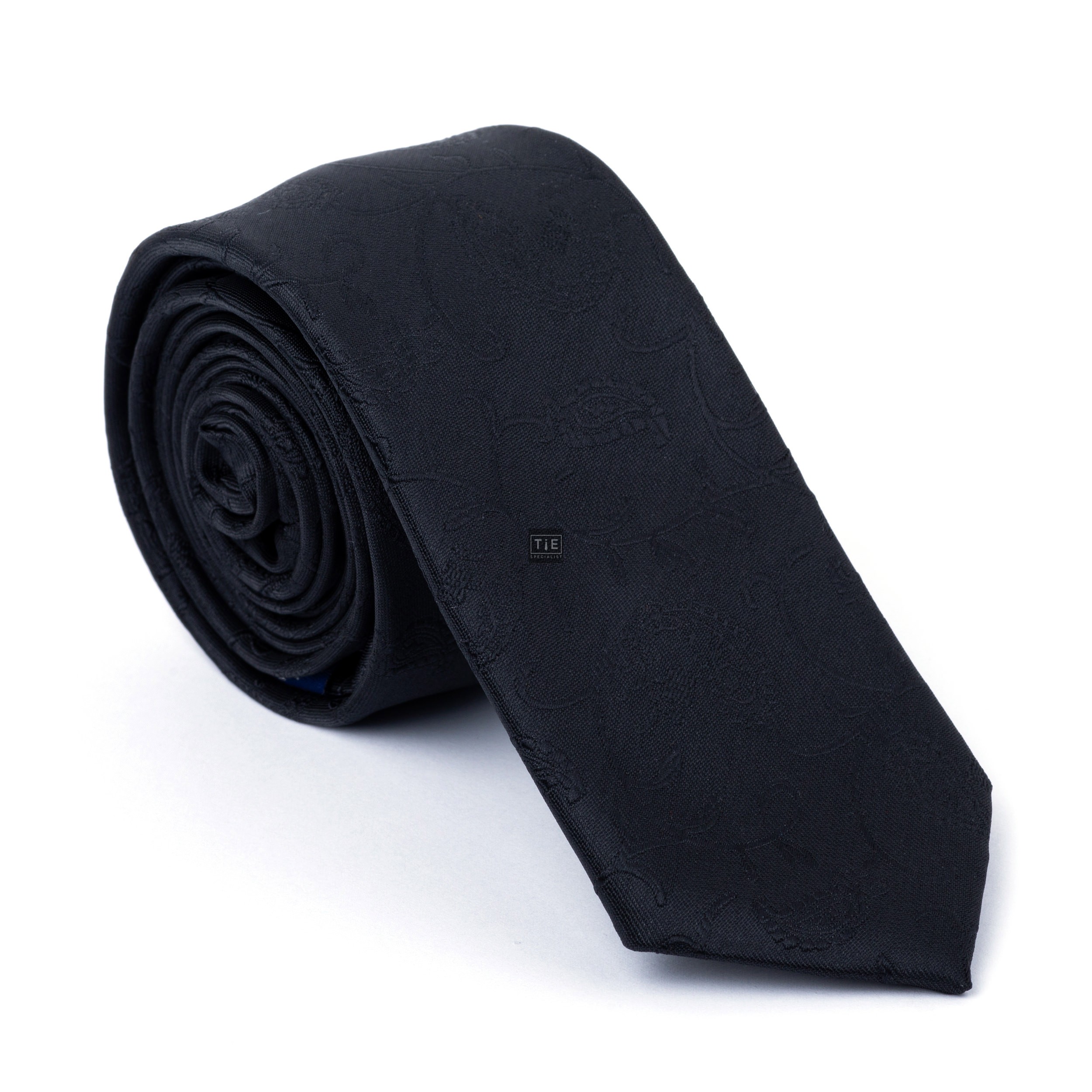Black on Black Budding Paisley Slim Tie #AB-C1003/4
