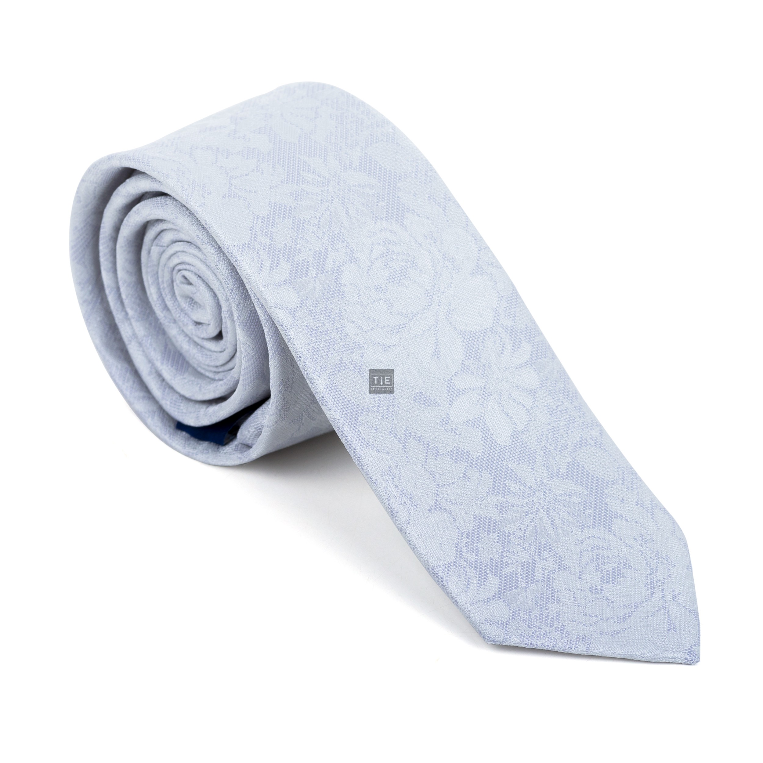 abel and burke Glacier Grey Floral Slim Tie #AB-C1012/1