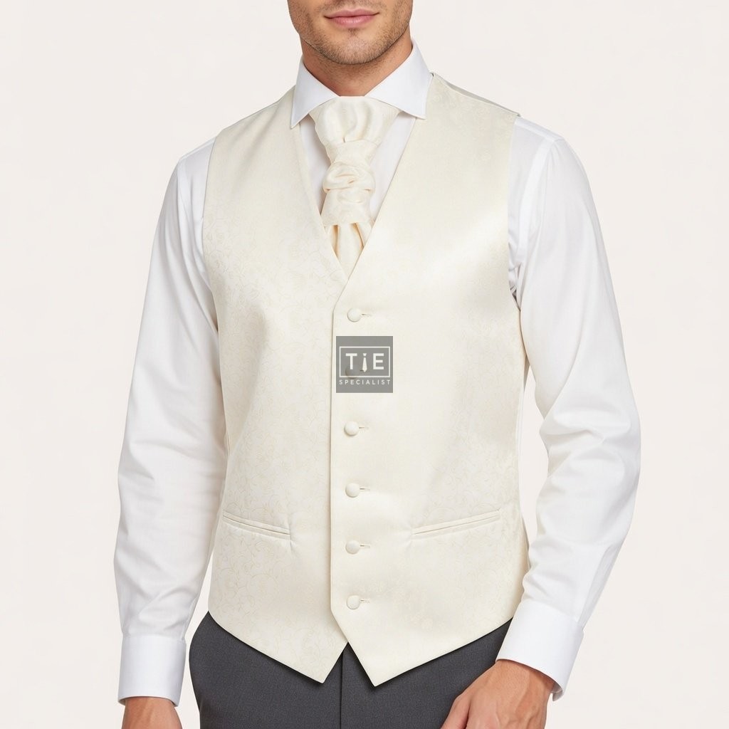 Cream Budding Paisley Waistcoat #AB-WWA1003/9