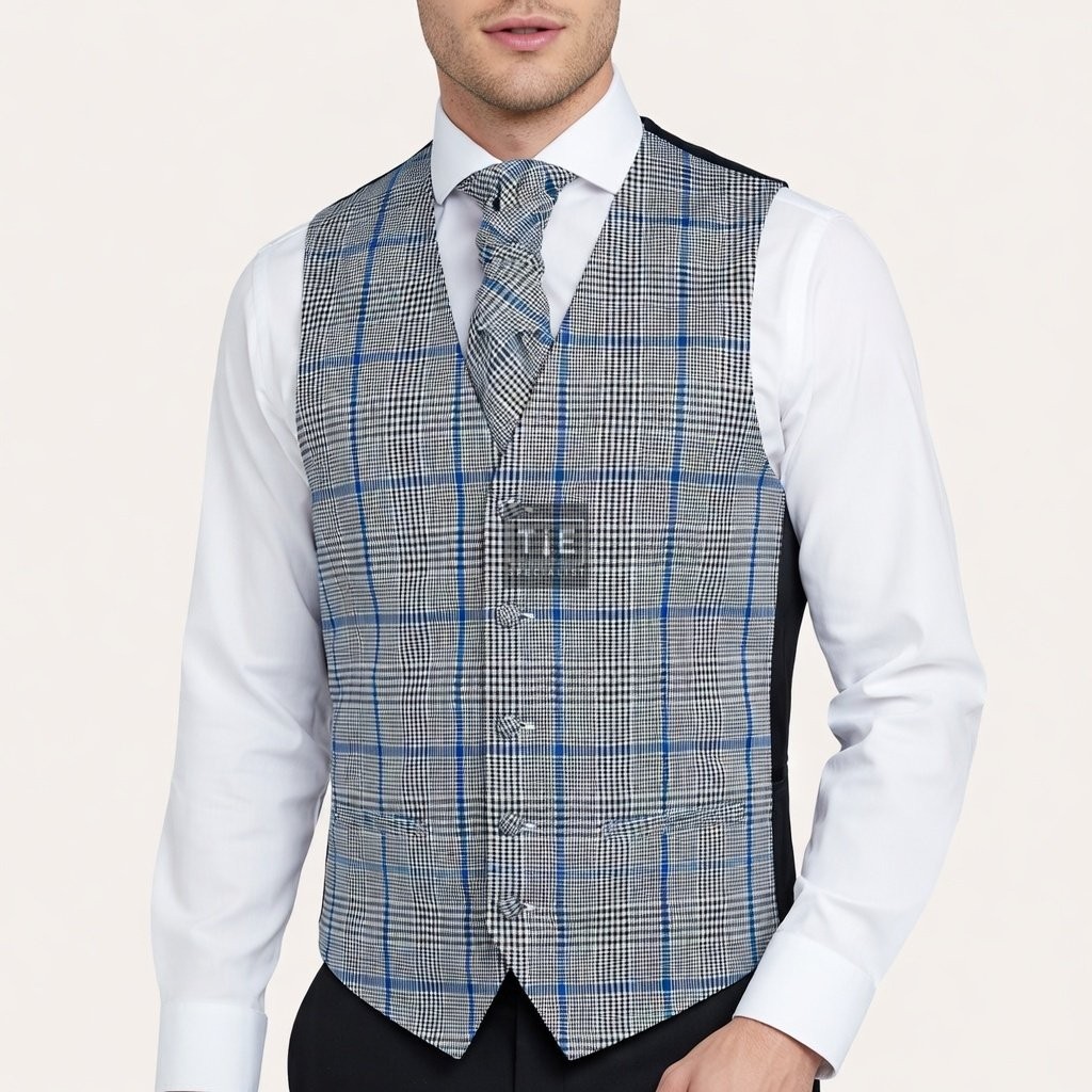 Licorice Black Check Waistcoat #AB-WWA1007/1