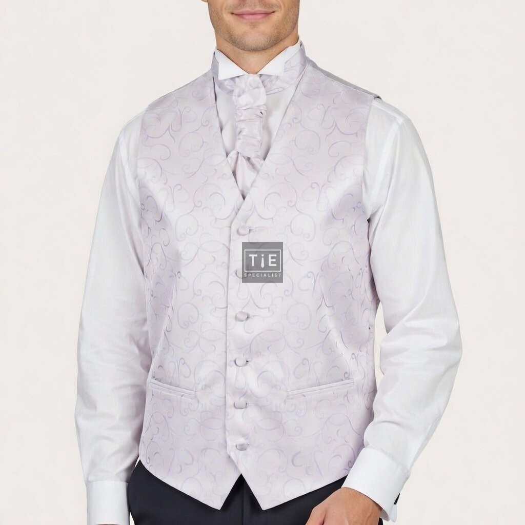 Lilac Modern Scroll Wedding Waistcoat #AB-WW1002/1