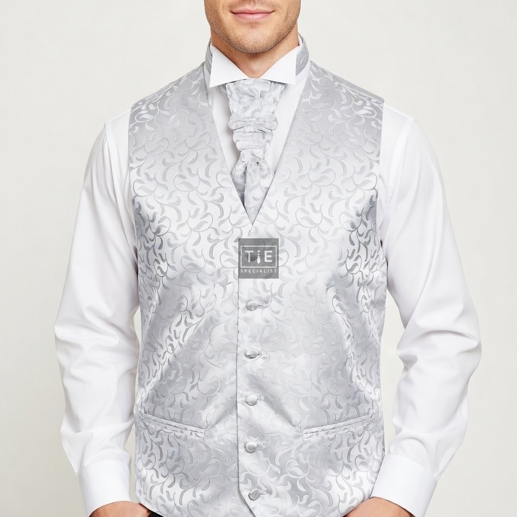 Silver Vintage Vine Formal Waistcoat #AB-WW1004/5
