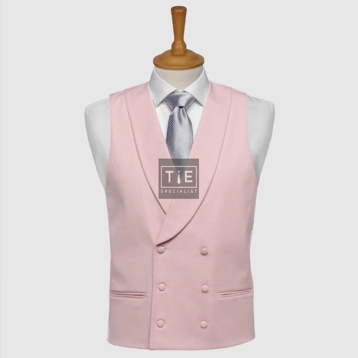 Pink Double-Breasted Fine Wool Formal Waistcoat #WW802/3