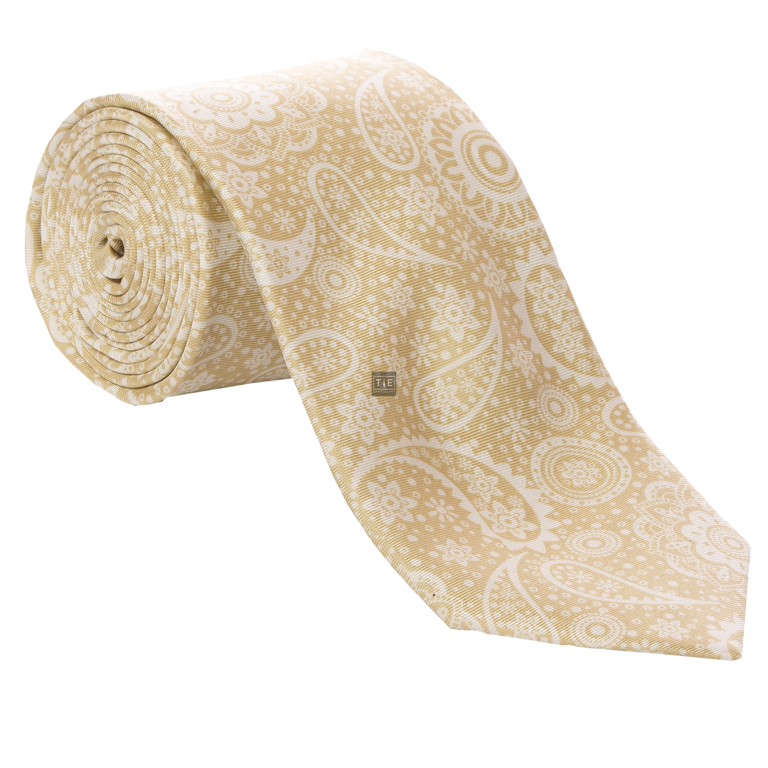 Beige Floral and Paisley Silk Tie #S5056/5 ---DISCONTINUED, LAST STOCK!---