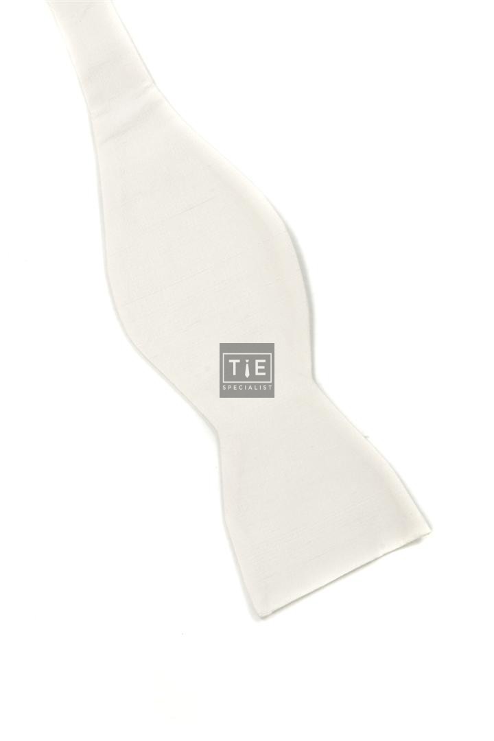 White Shantung Silk Self Tie Bow Tie ((SB5016/1)) #LAST STOCK