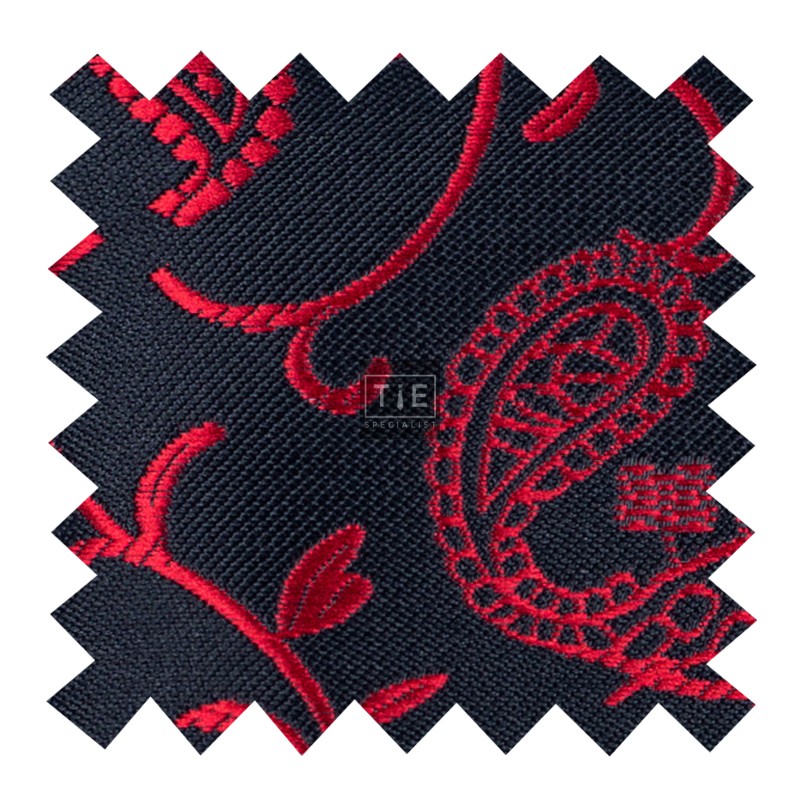 Wine on Black Budding Paisley Swatch #AB-SWA1003/6