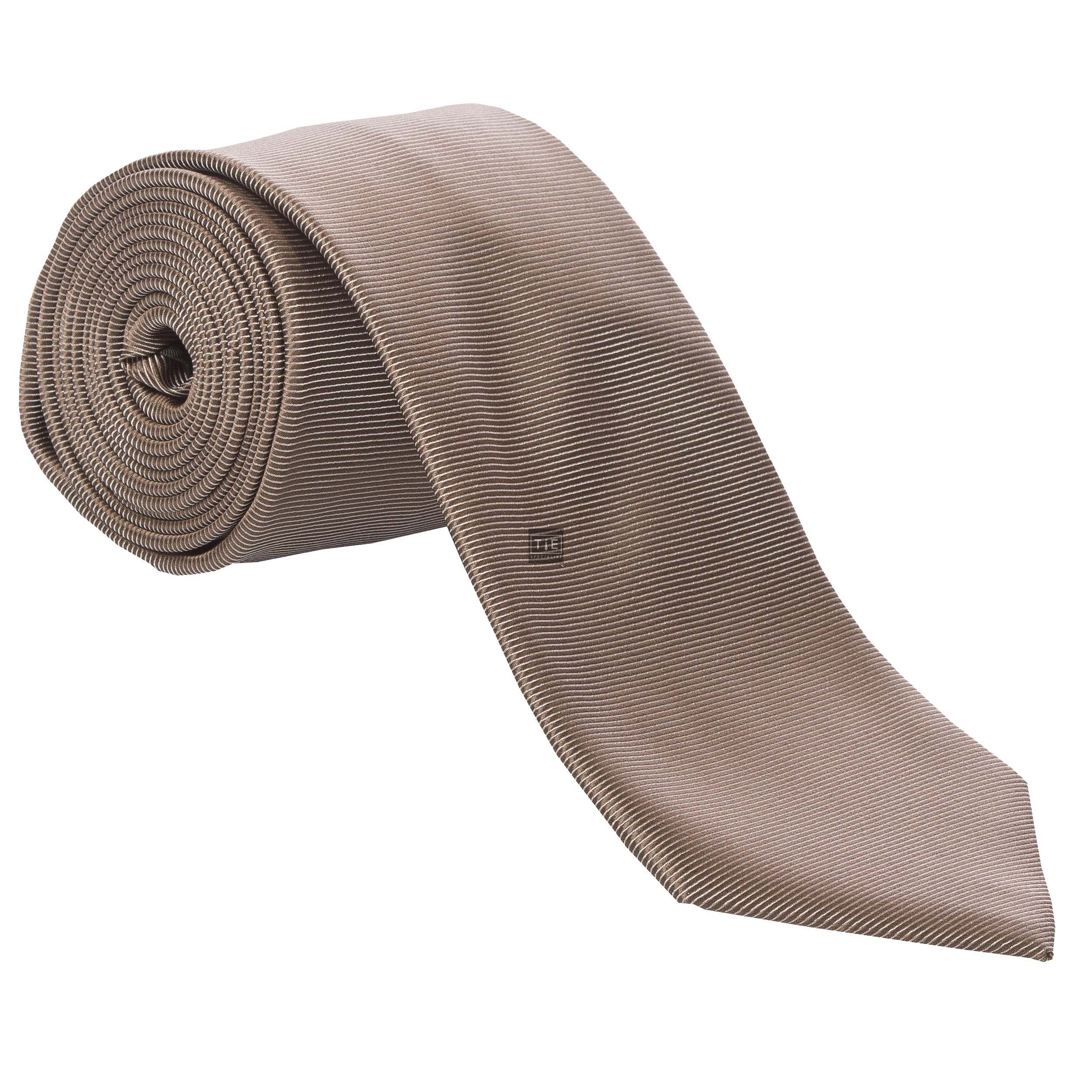 Mid Brown Twill Tie and Pocket Square - Plain Brown Pocket Square & Tie