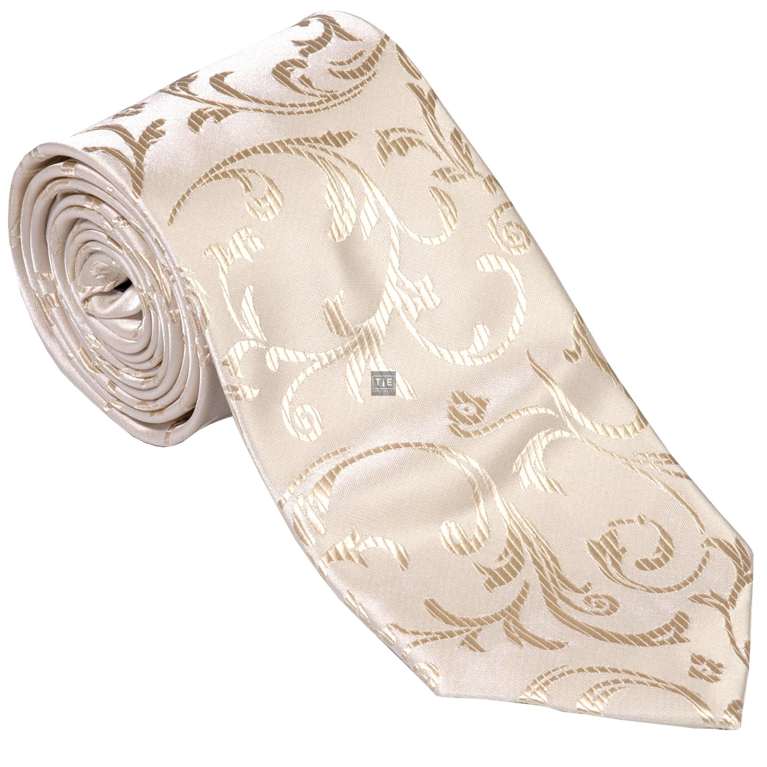 Cream Swirl Leaf Wedding Tie #AB-T1000/11