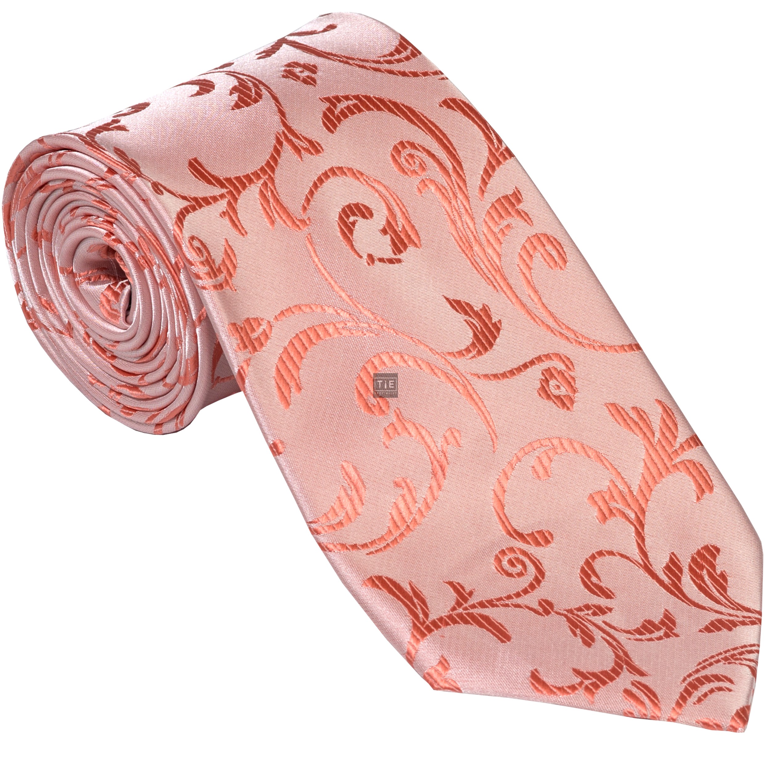Coral Swirl Leaf Wedding Tie #AB-T1000/9