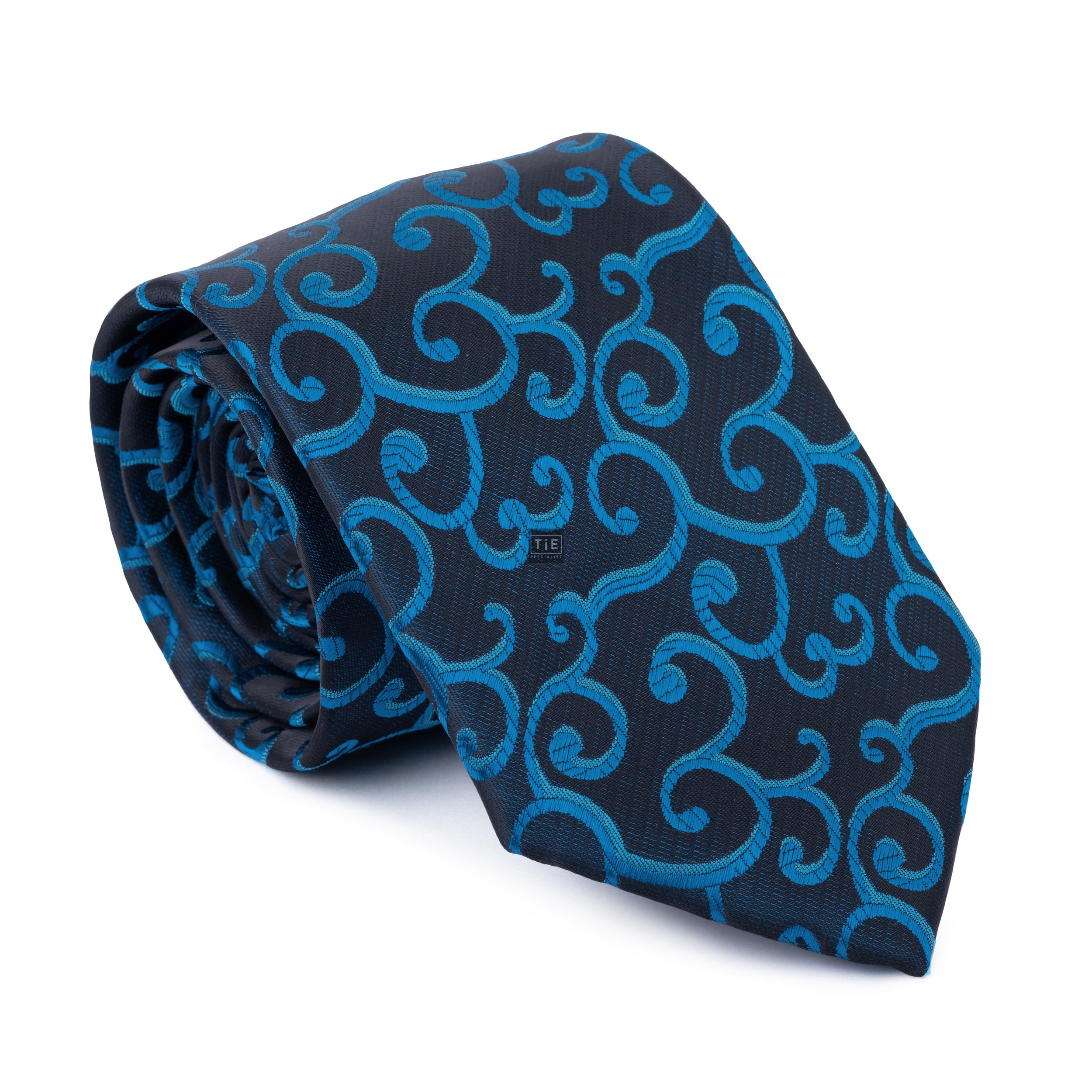 Teal on Black Royal Swirl Tie #AB-T1001/12