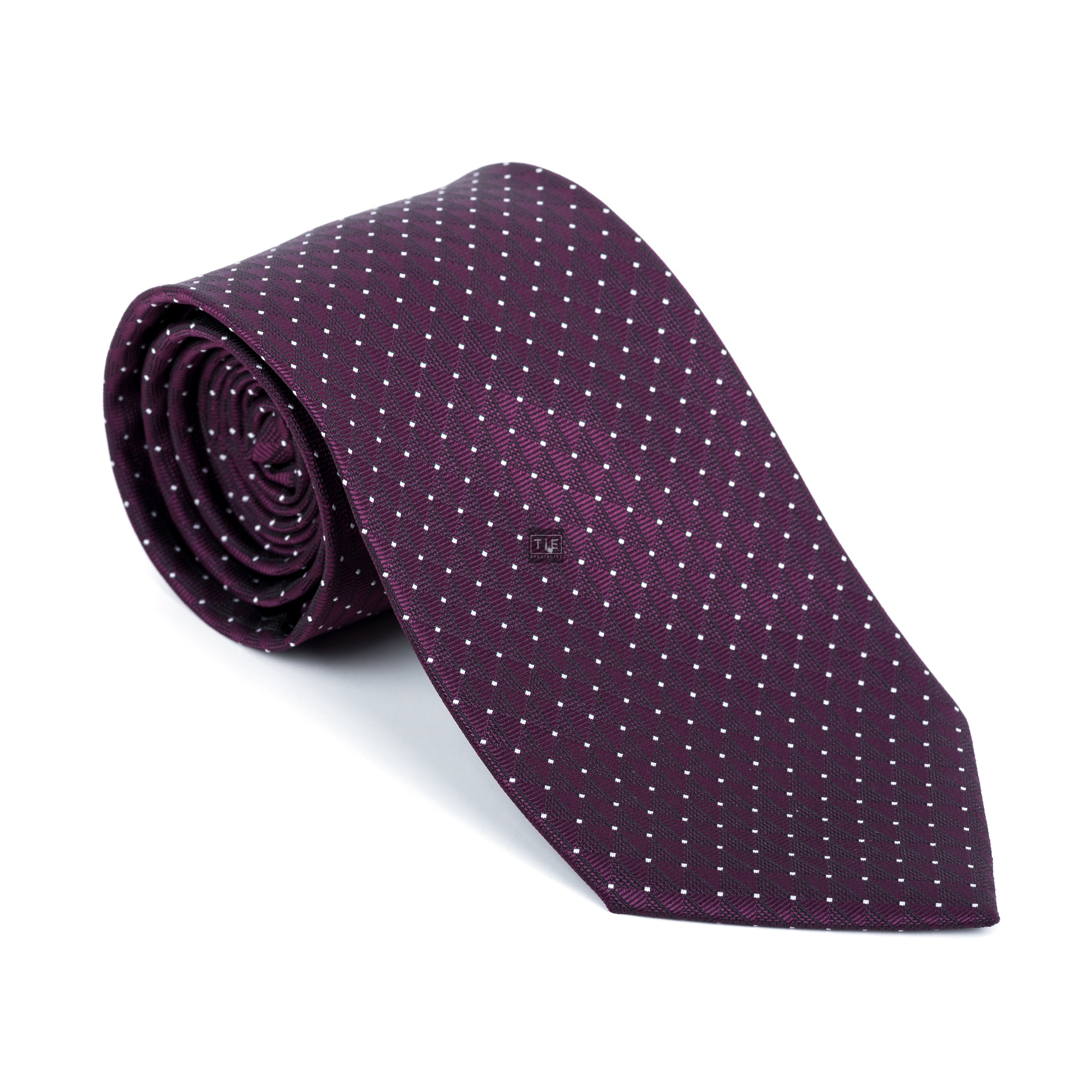 Fine Polka Dot Formal Tie Wine