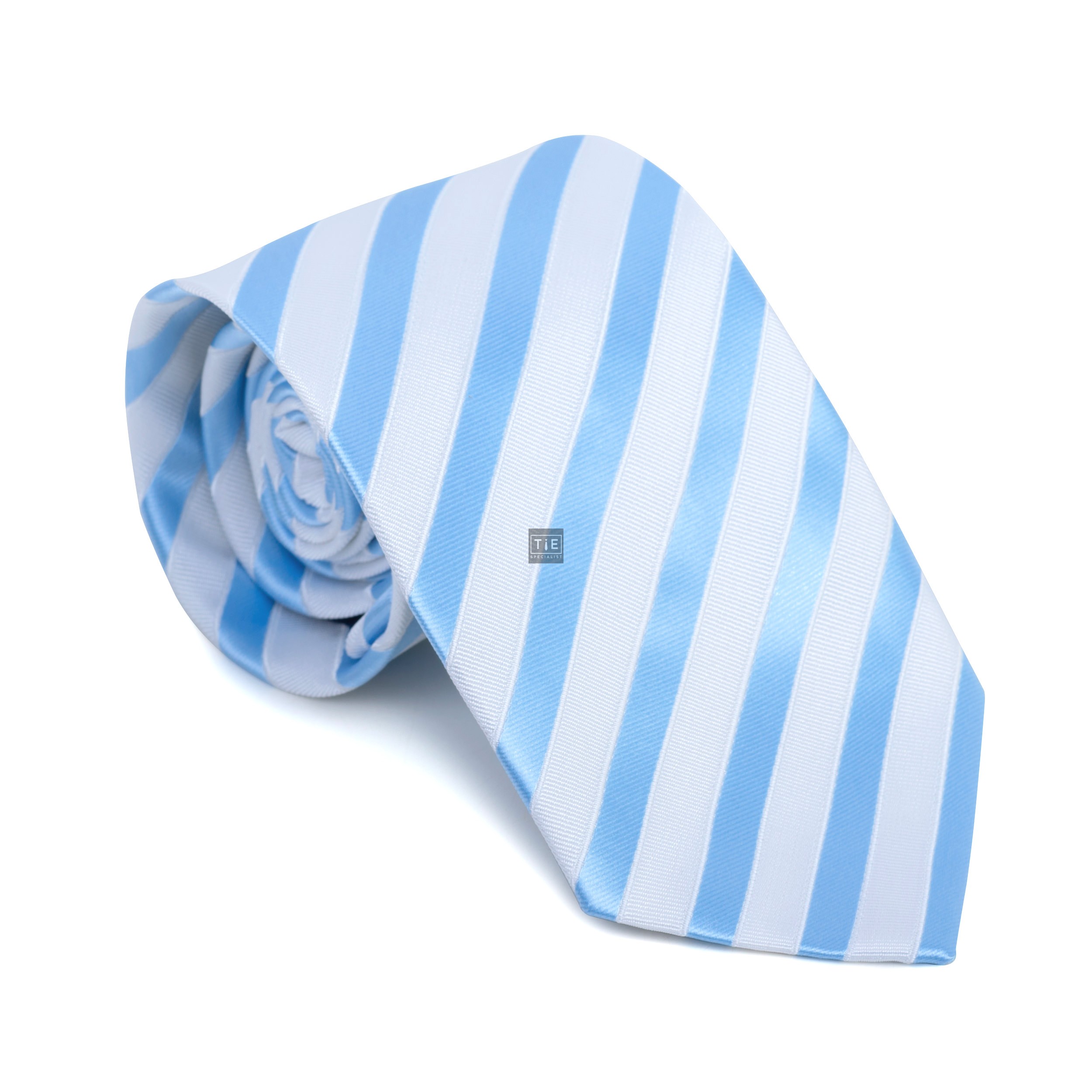 Sky Blue and White Stripe Football Tie #AB-T1019/6