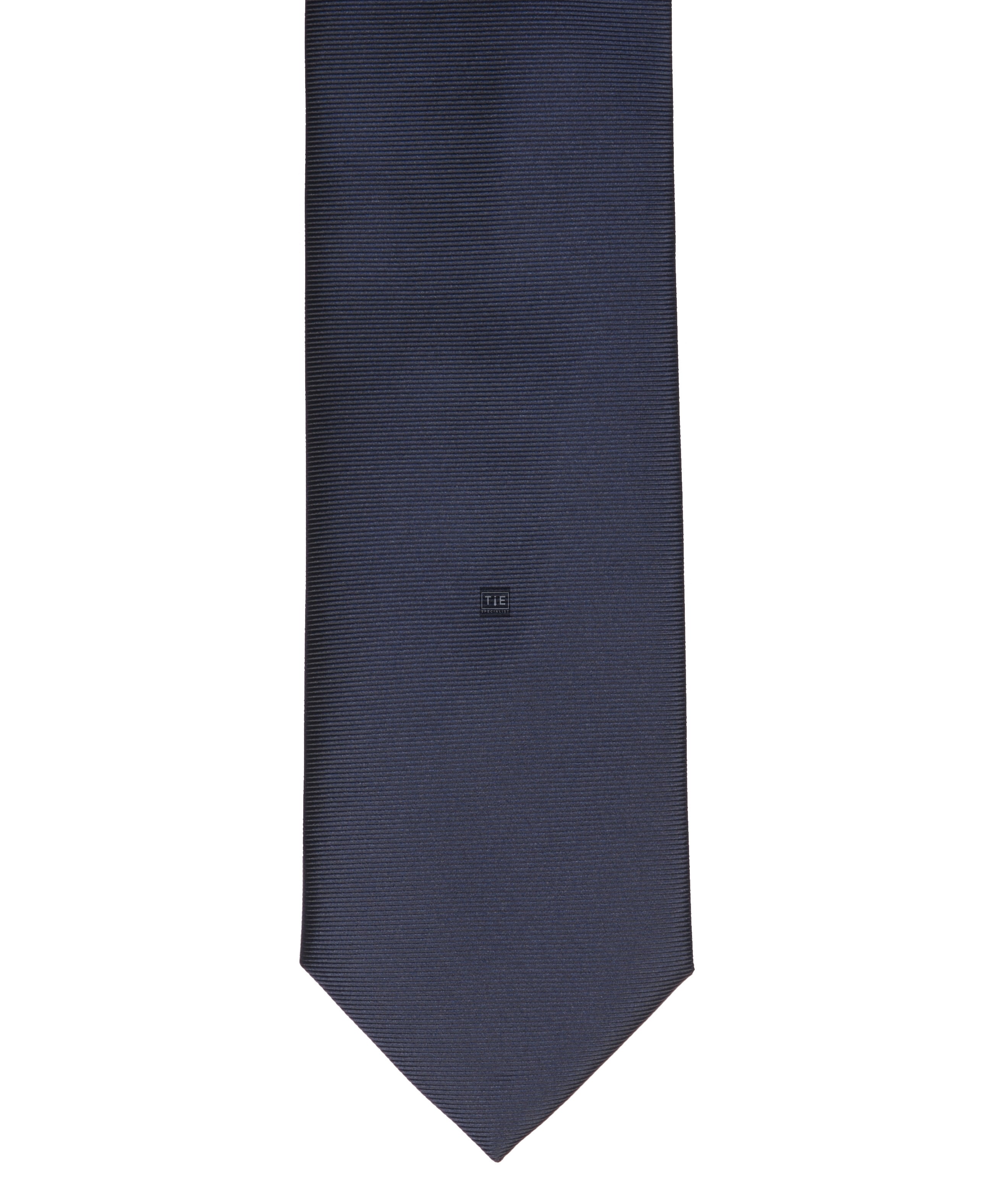 Navy Fine Twill Tie with Matching Pocket Square