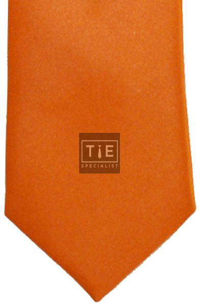 Tangerine Satin Tie with Matching Pocket Square
