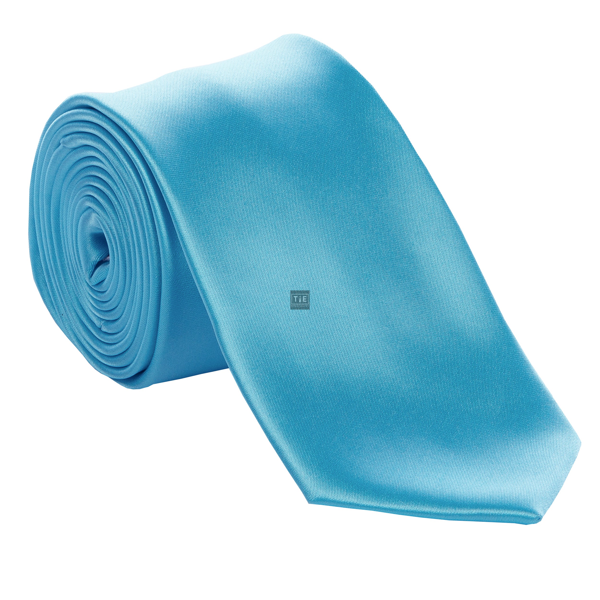 Turquoise Satin Tie with Matching Pocket Square