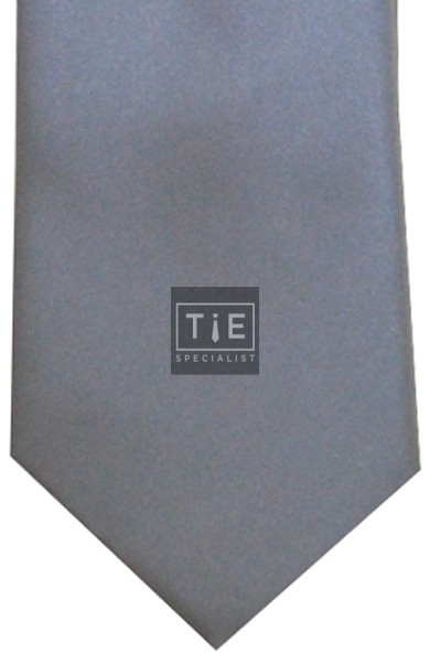 Silver Satin Tie with Matching Pocket Square