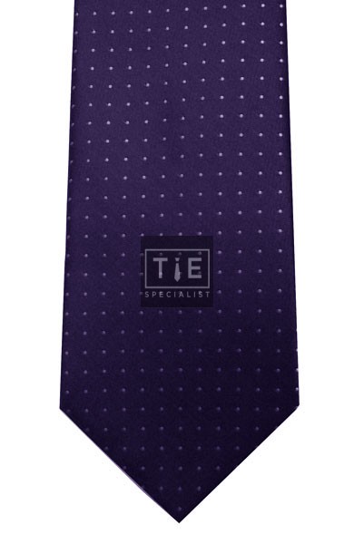 Purple with White Polka Dots Tie with Matching Pocket Square