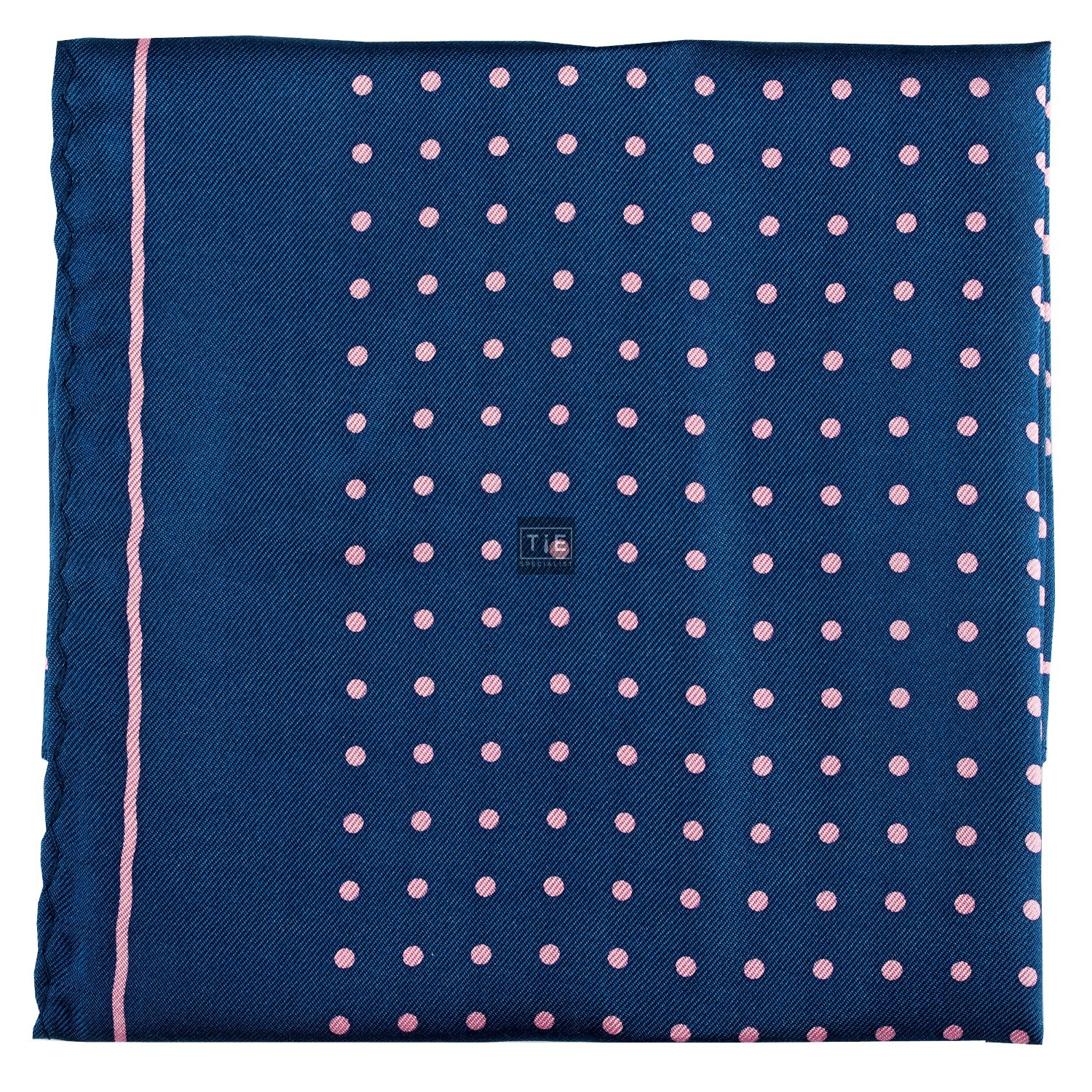 Navy with Pink Polka Dot Silk Pocket Square #TPH05/4