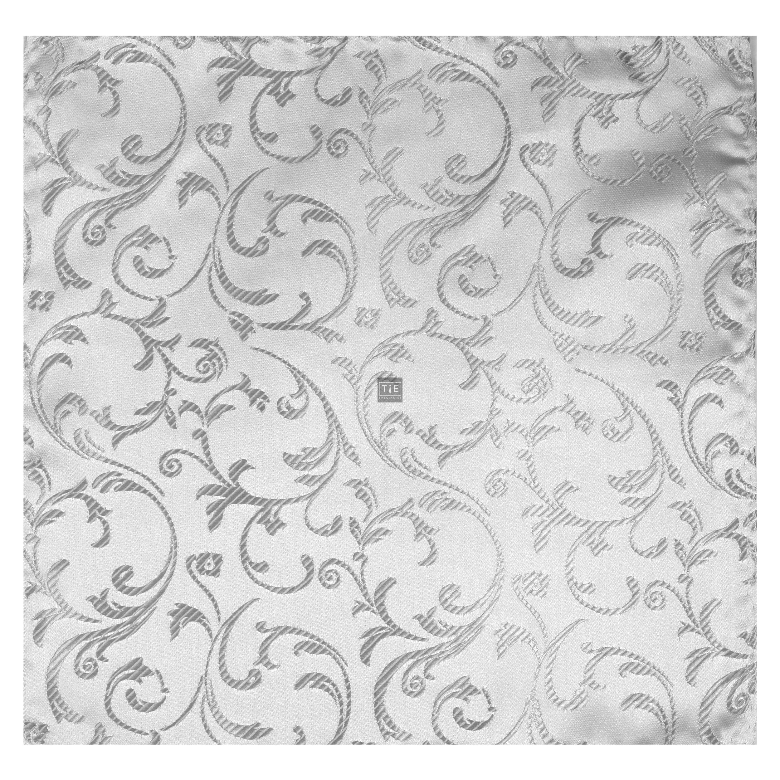 Silver Swirl Leaf Wedding Pocket Square #AB-TPH1000/10