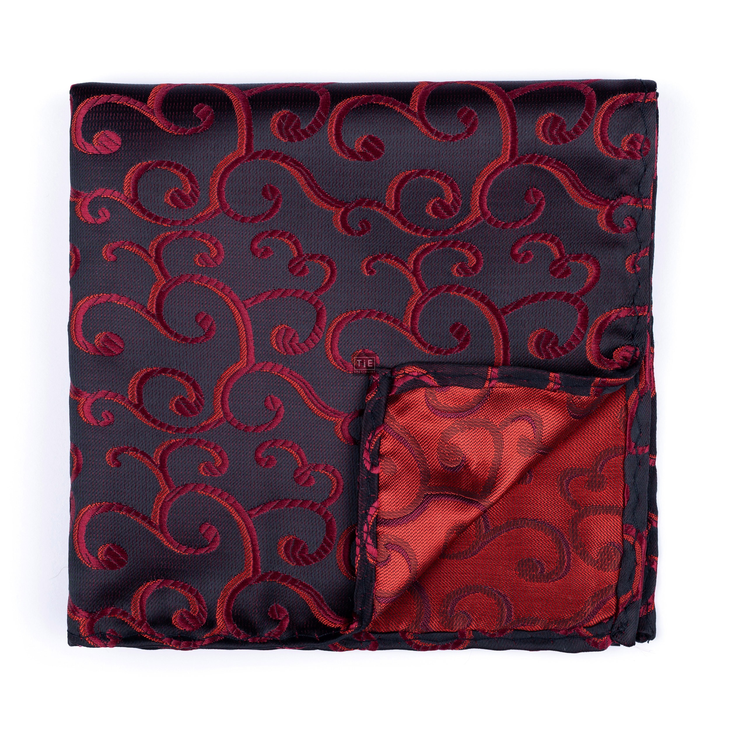 Wine on Black Royal Swirl Pocket Square #AB-TPH1001/10