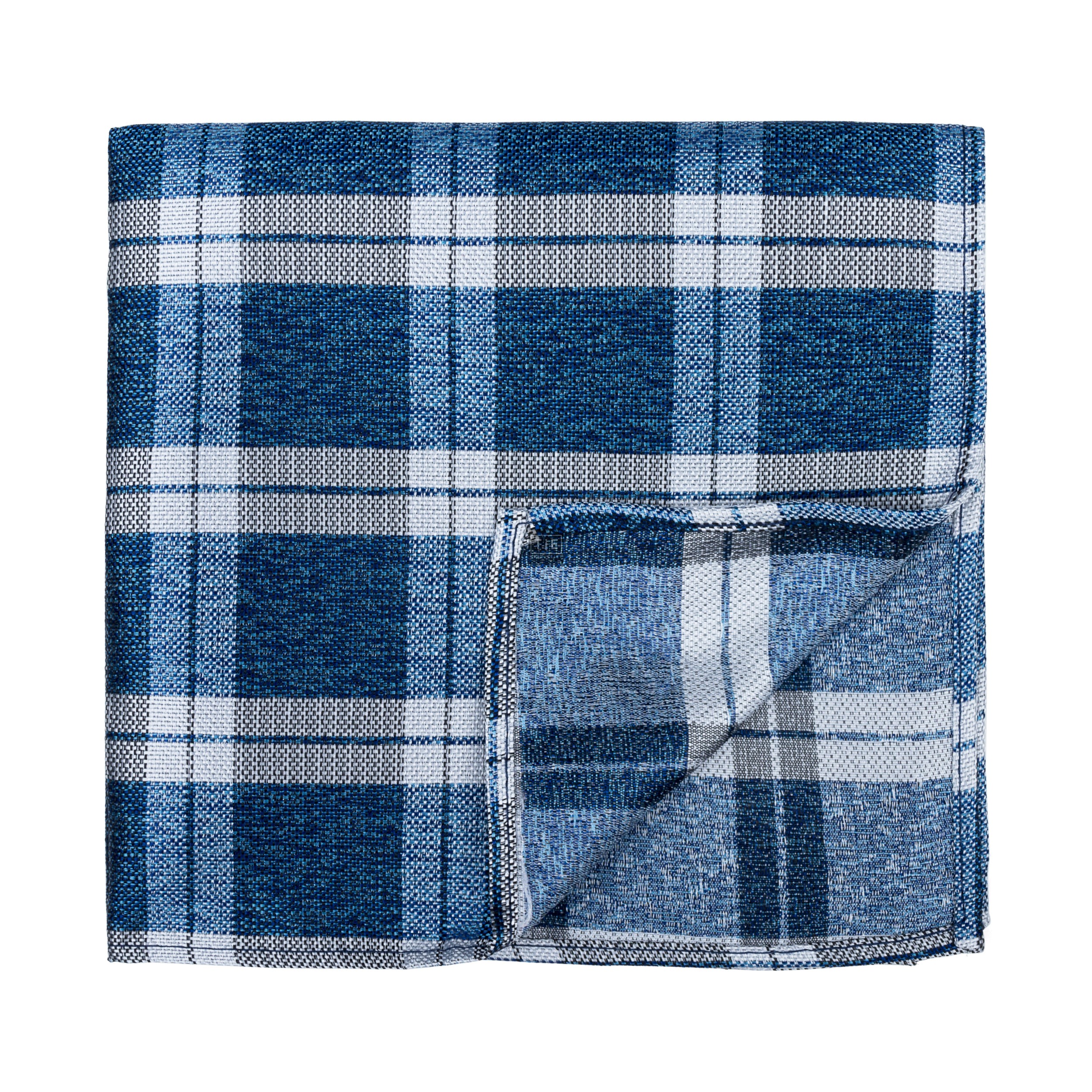 Navy Blue Wide Check Pocket Square