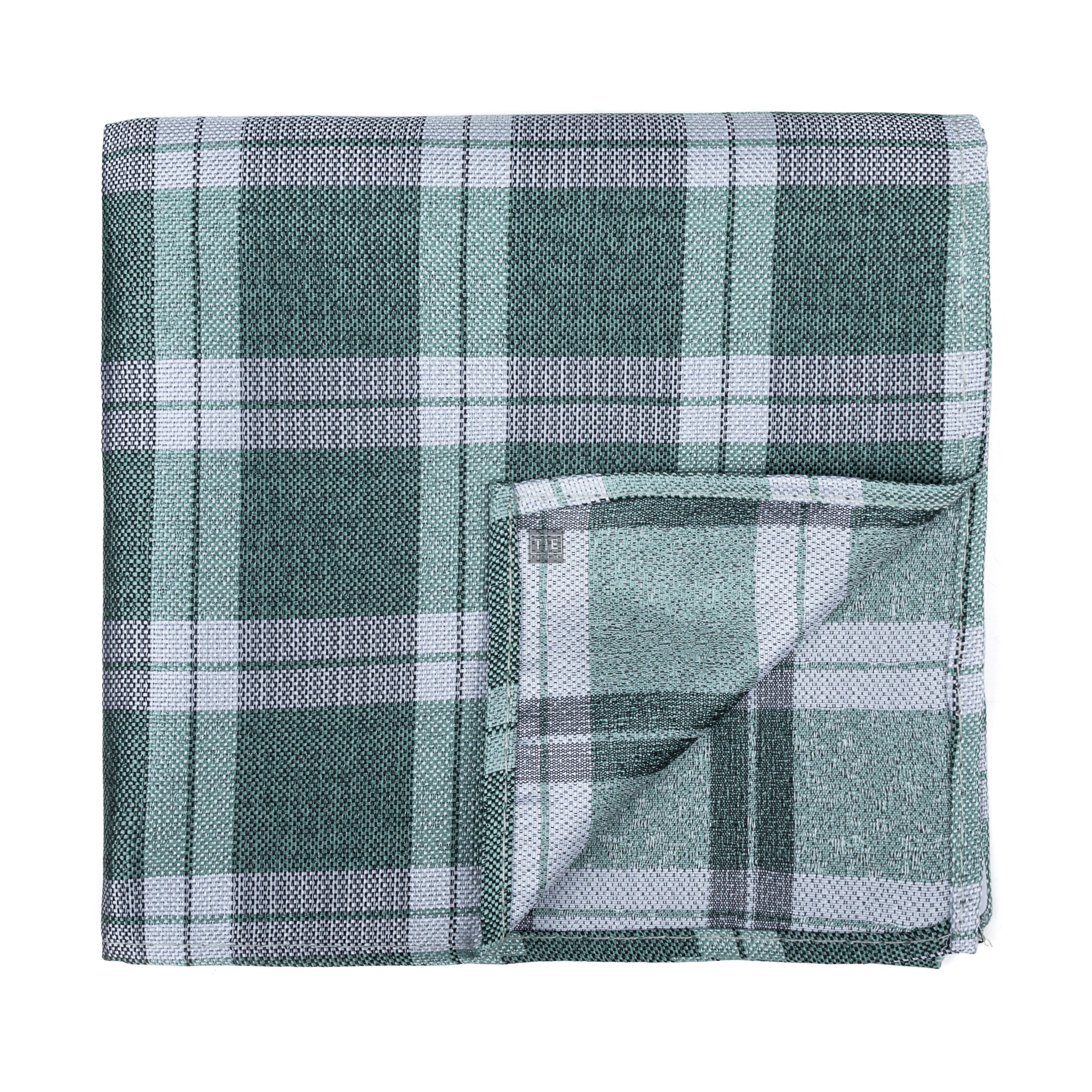 Moss Green Wide Check Pocket Square