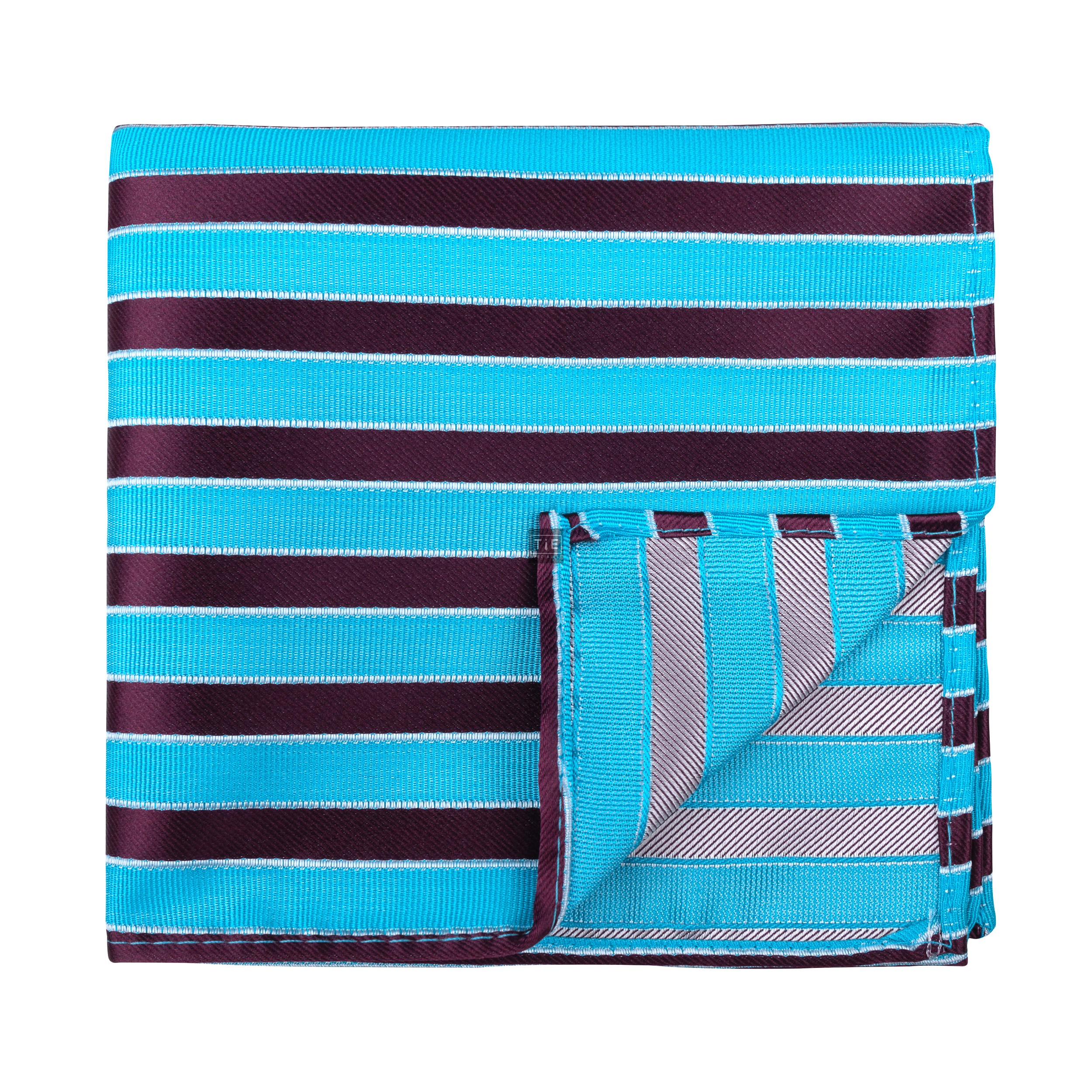 Wine and Turquoise Stripe Football Pocket Square #AB-TPH1019/3