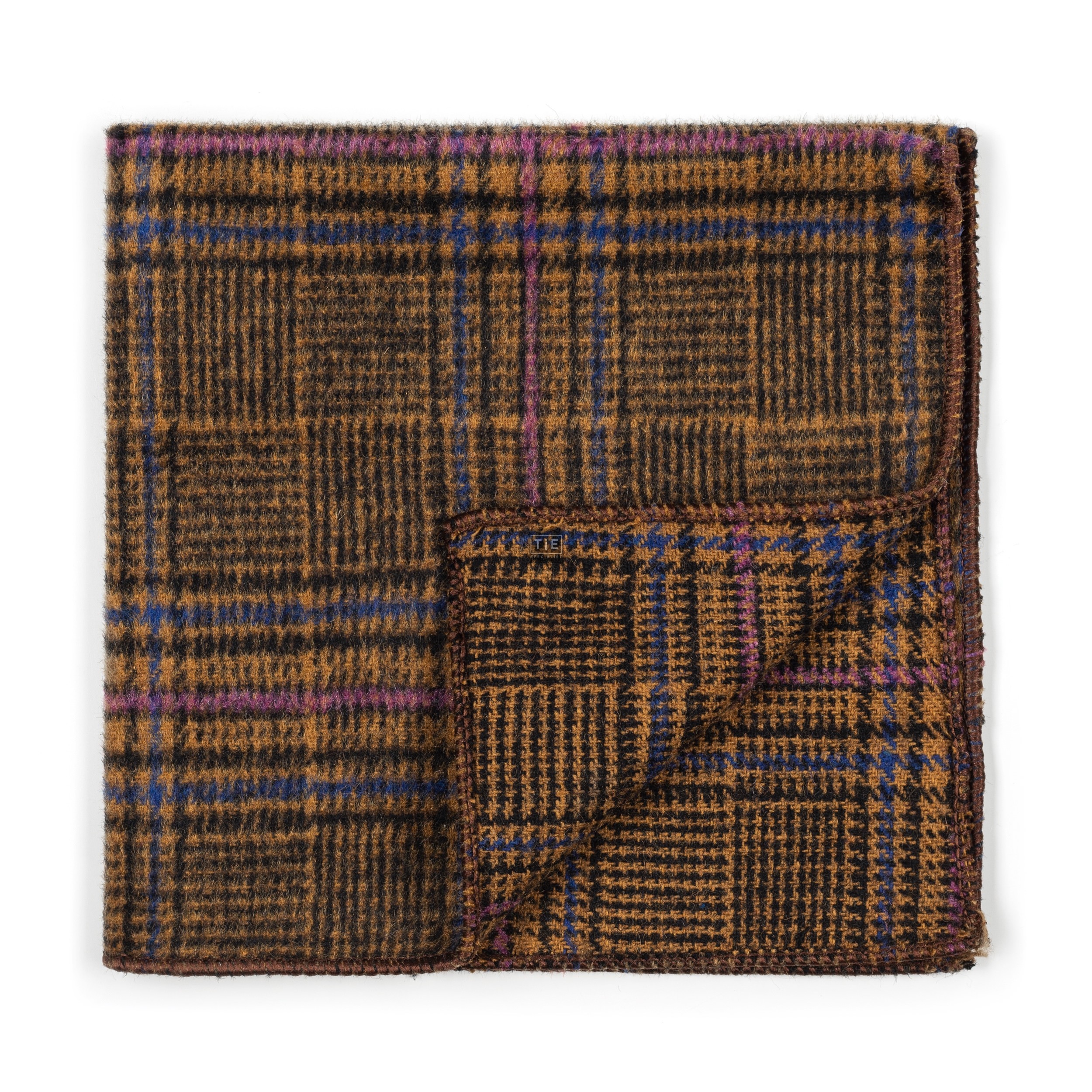 Brown Overcheck Wool Pocket Square