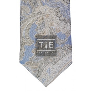 Blue Washed Paisley Woven Silk Pocket Hankie #TPH114/2