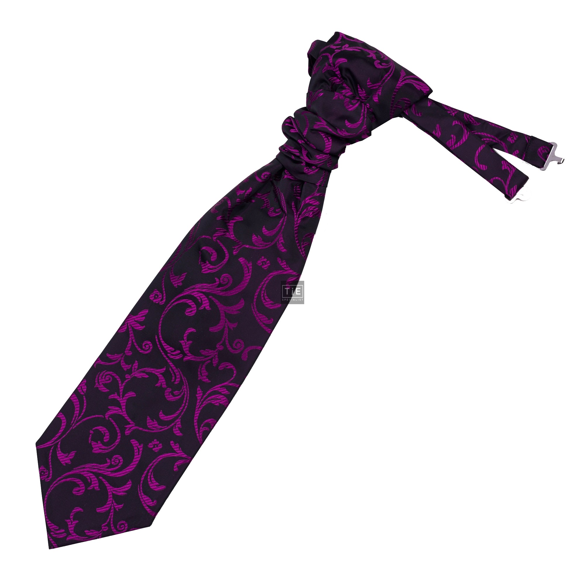 Plum on Black Swirl Leaf Cravat