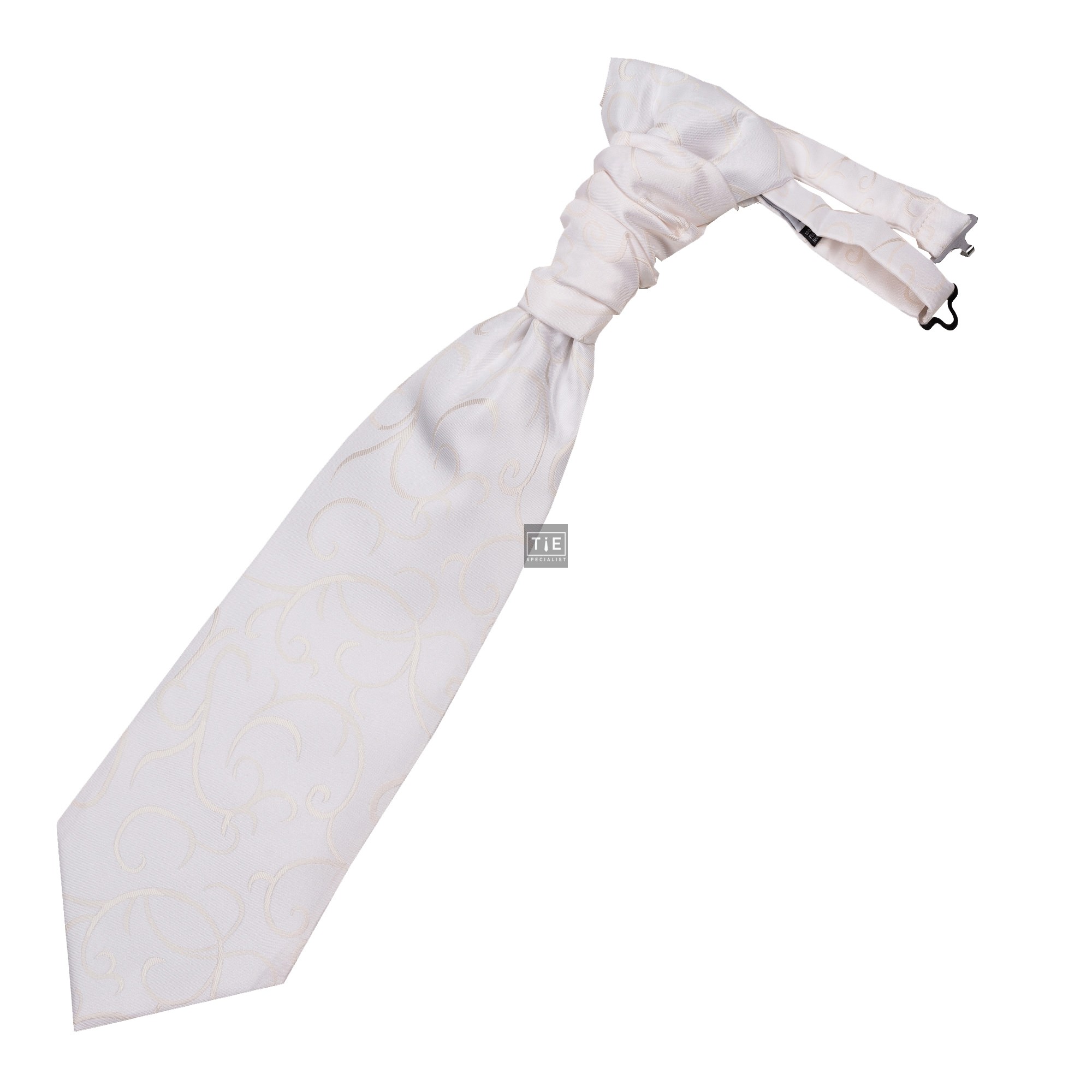 Ivory Modern Scroll Wedding Cravat #AB-WCR1002/4