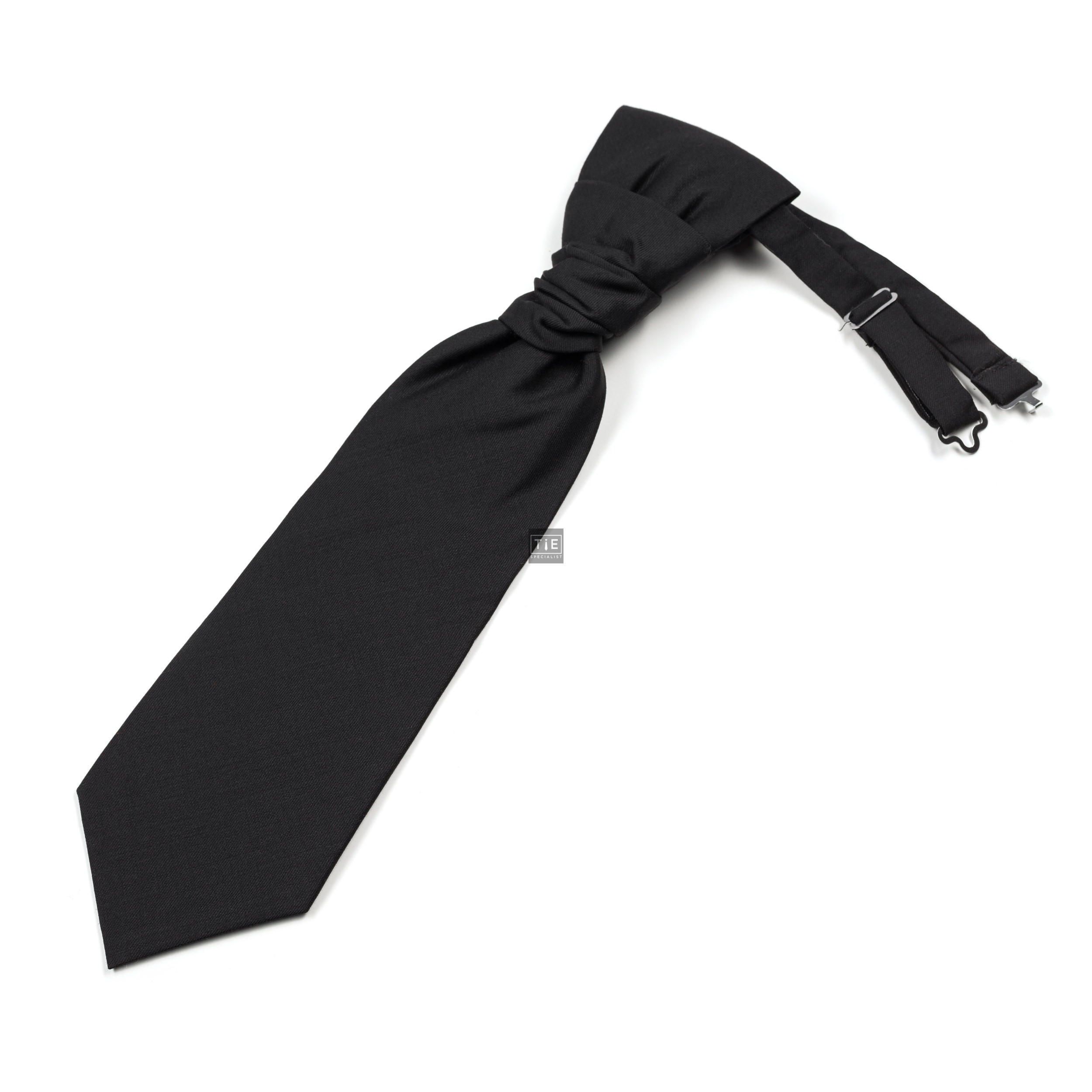 Black 100% Wool Tuxedo Cravat - Black Pre-Tied Cravat