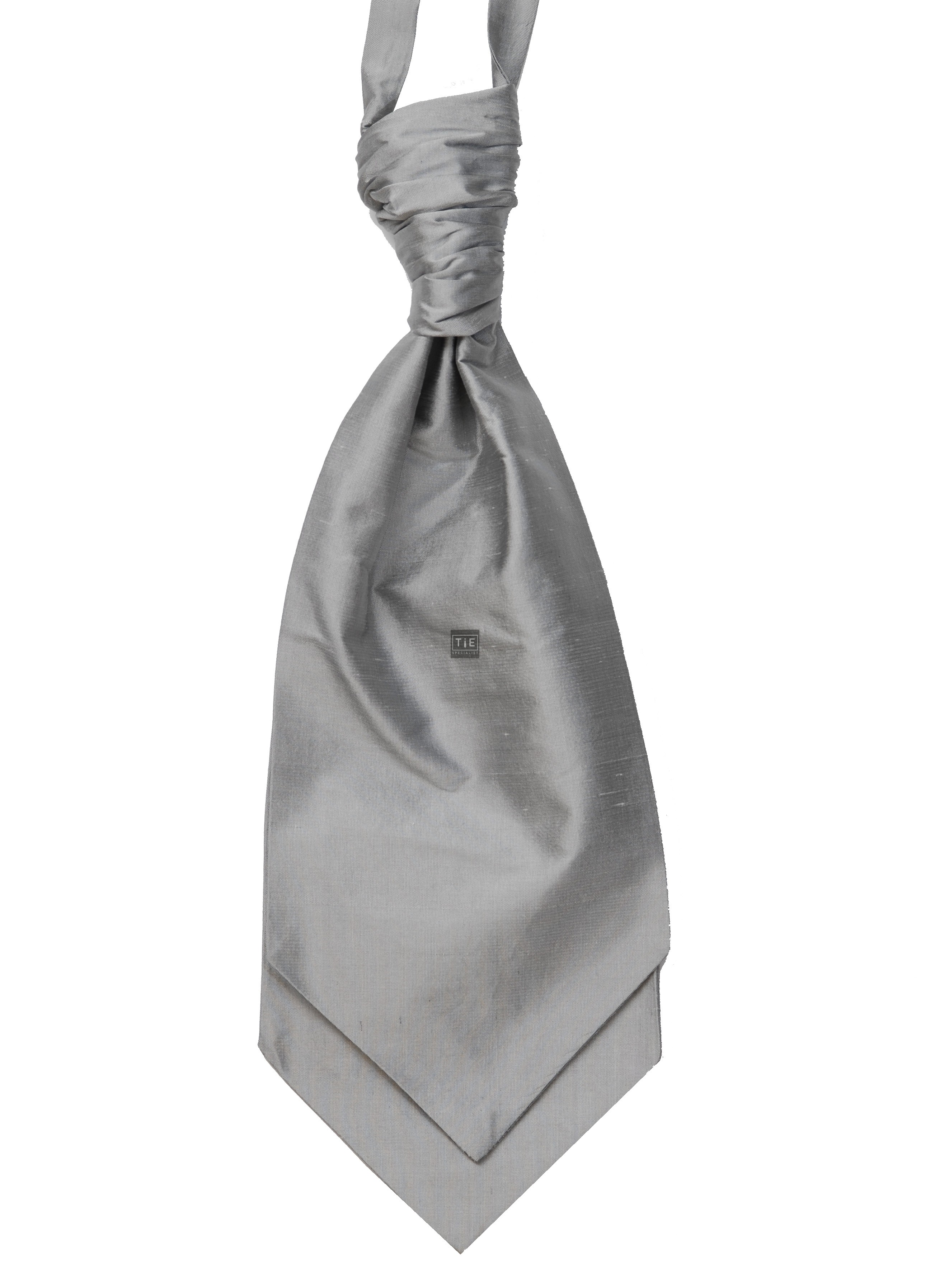 Silver Silk Shantung Wedding Cravat ((WCR5016/2)) #TO DELETE