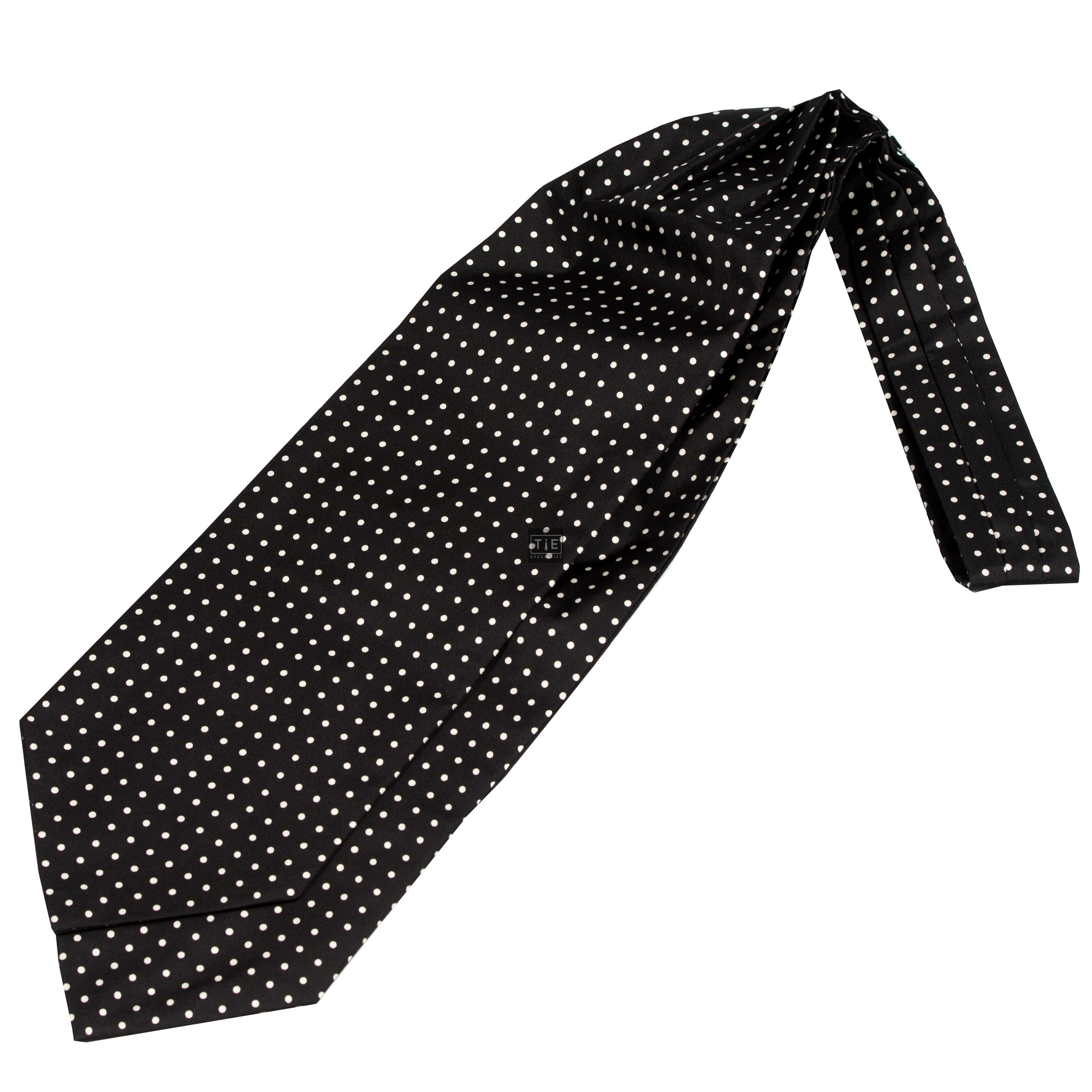 Black with White Polka Dot Silk Day Cravat #WCR5032/1