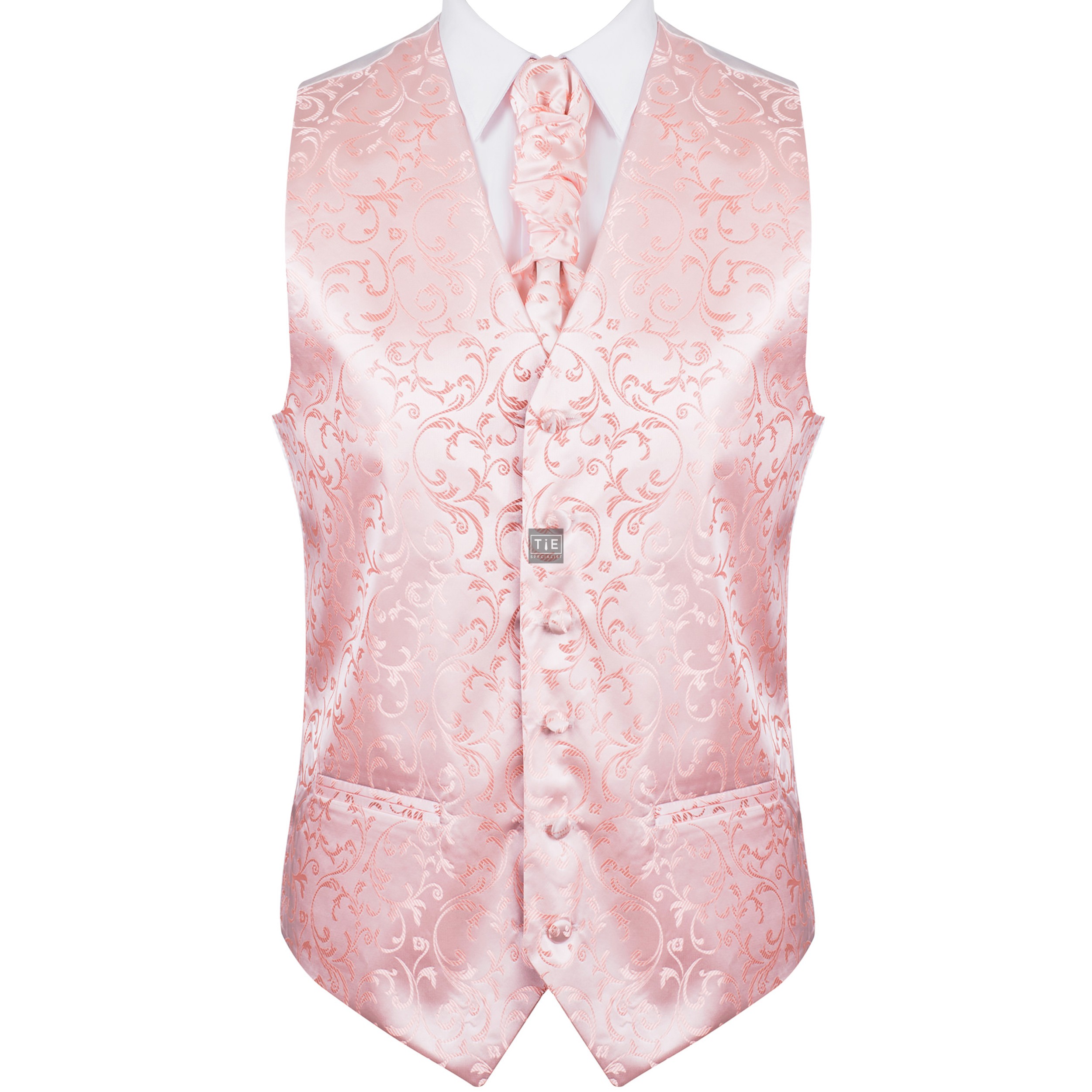 Peach Swirl Leaf Formal Waistcoat #AB-WW1000/7