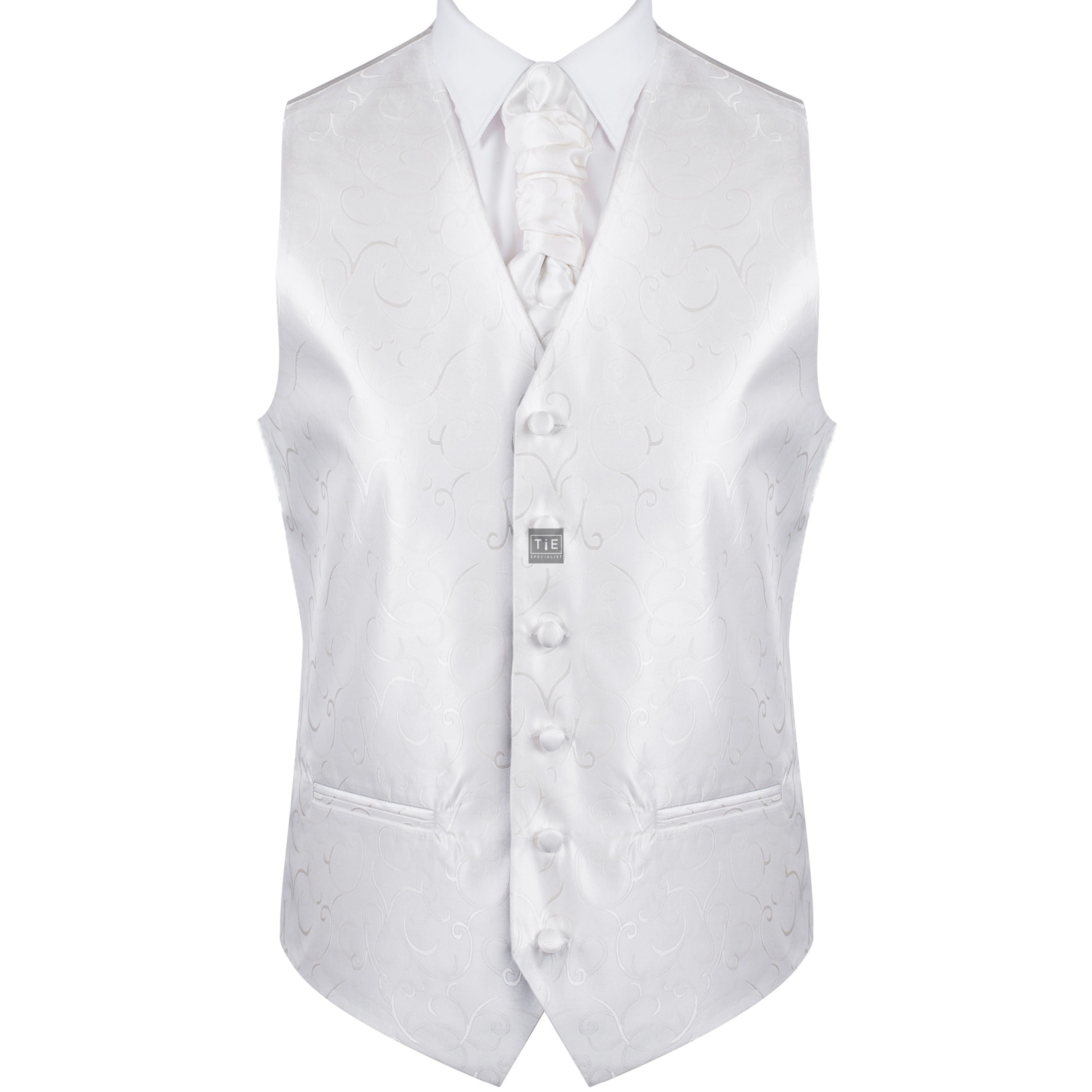 Ivory Modern Scroll Formal Waistcoat #AB-WW1002/4