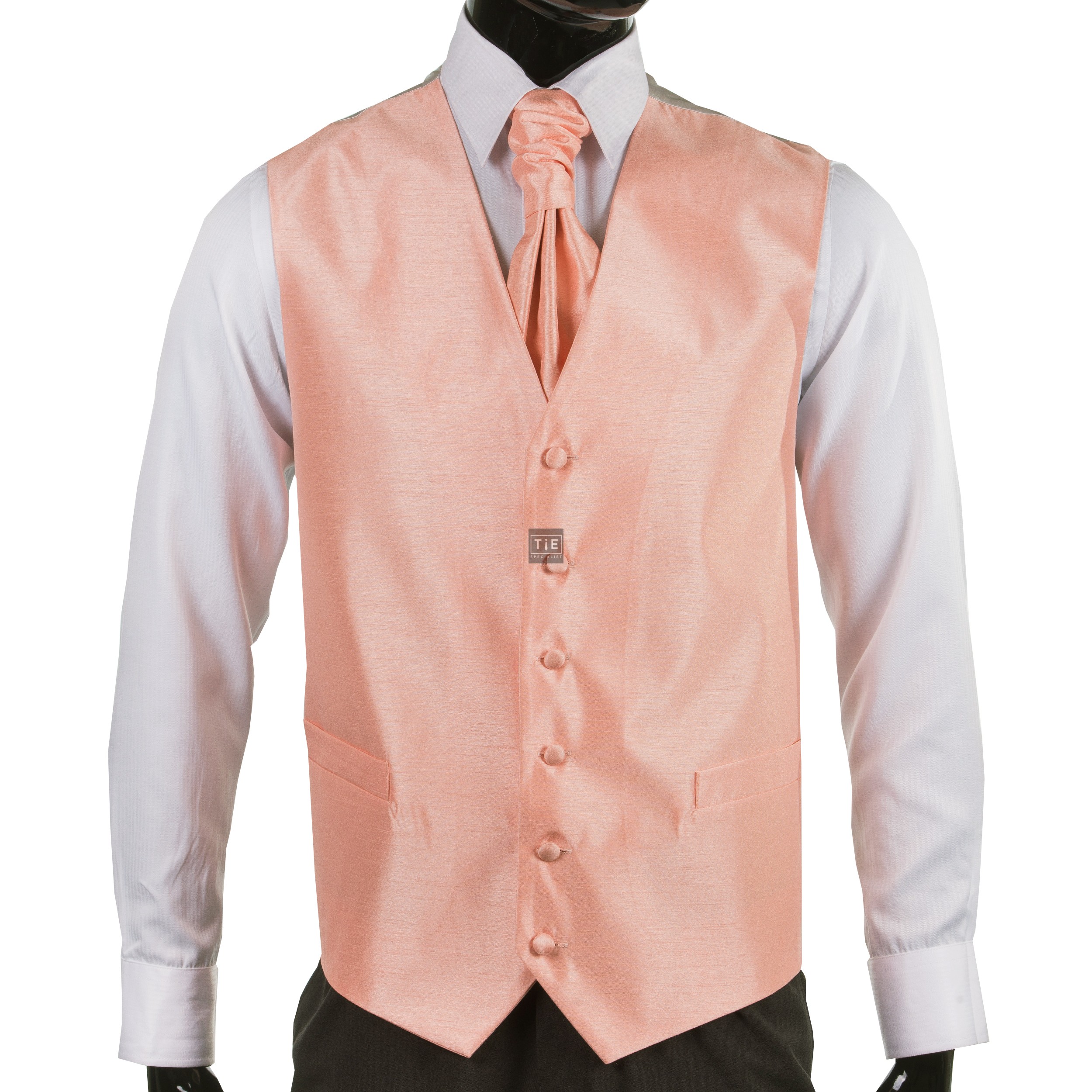 Peach Shantung Wedding Waistcoat - Plain Orange/Peach 6 Button - 32 to ...