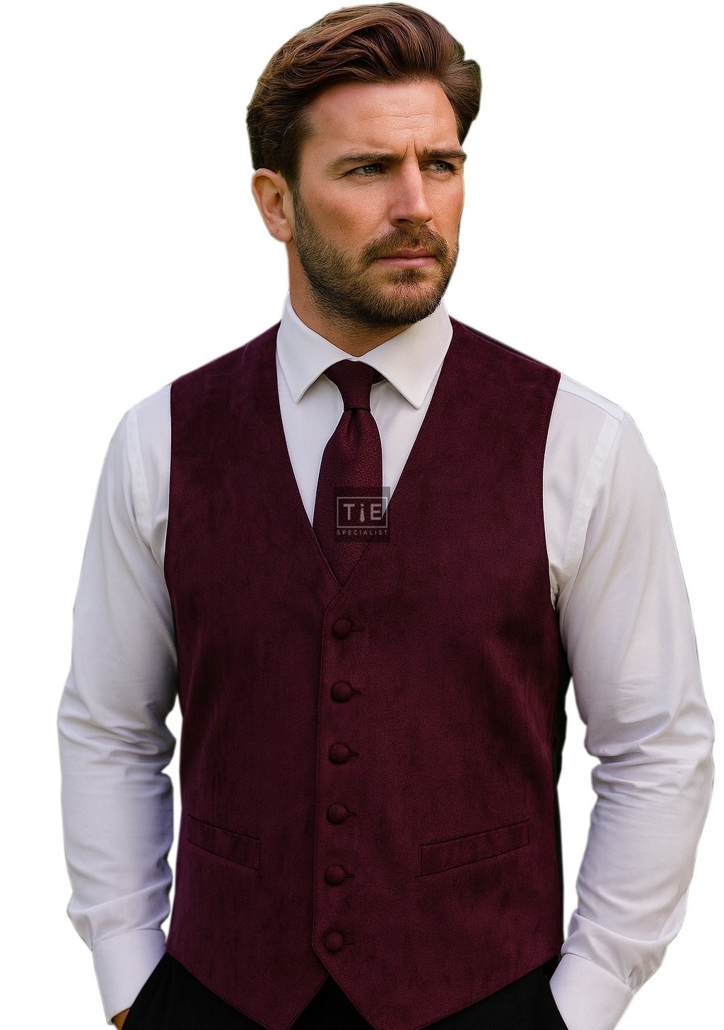 Wine Suede Effect Waistcoat #WW1869/1