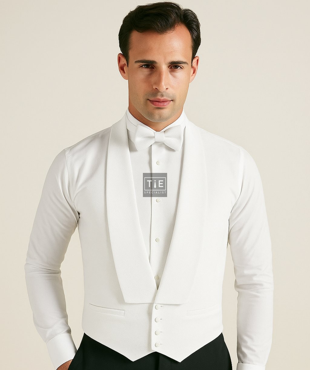 White Marcella White Tie Men's Waistcoat, 100% Cotton #WW6000C/1