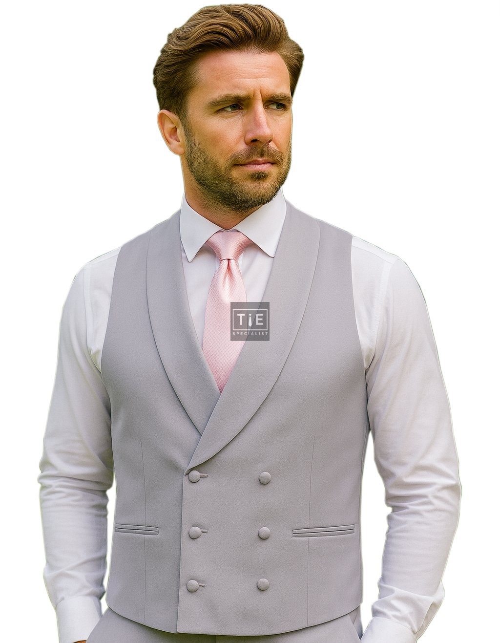 Grey Double-Breasted Fine Wool Formal Waistcoat #WW802/5