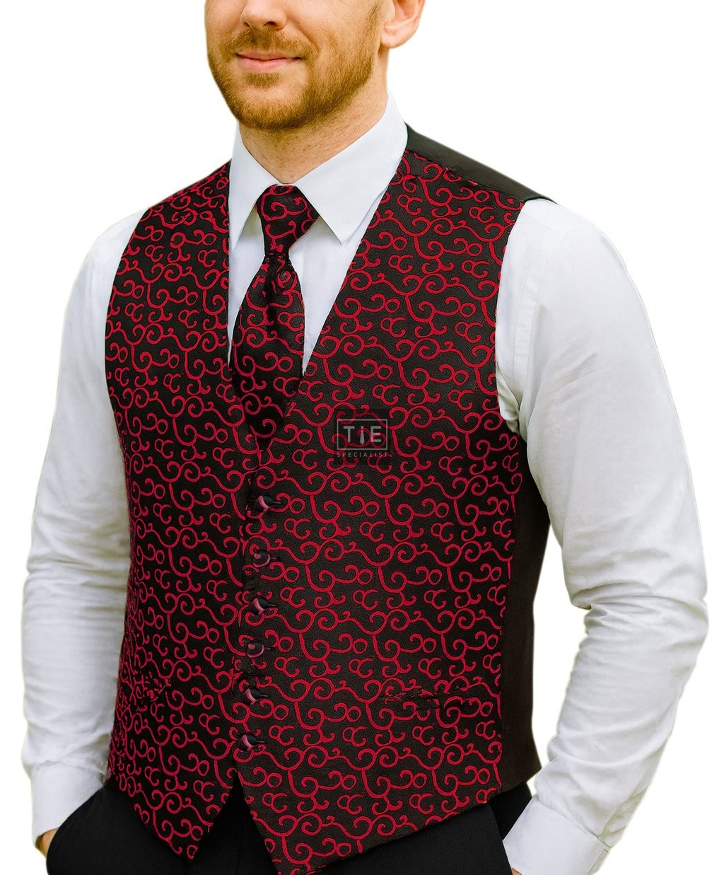 Wine on Black Royal Swirl Waistcoat #AB-WWA1001/10