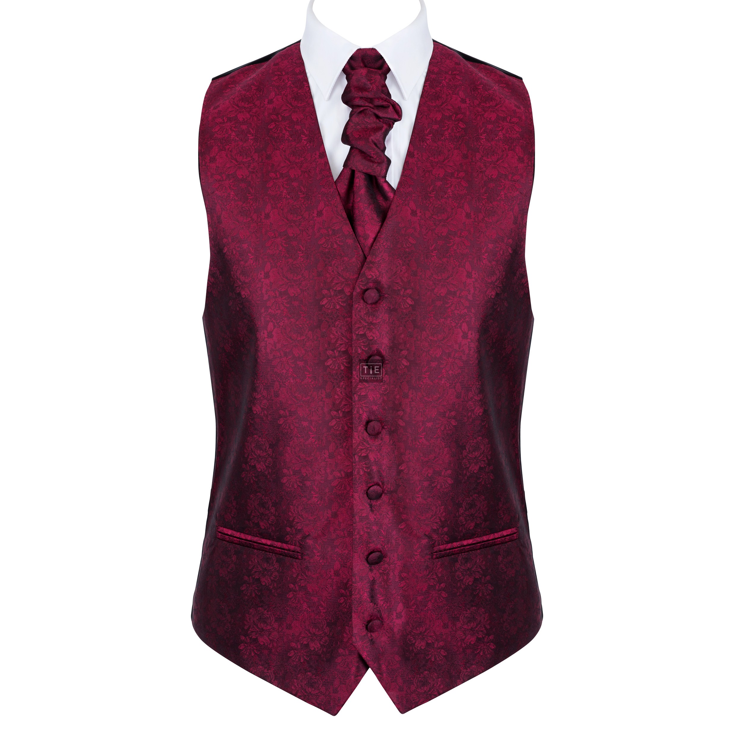 Floral Formal Waistcoat - Wine Colour