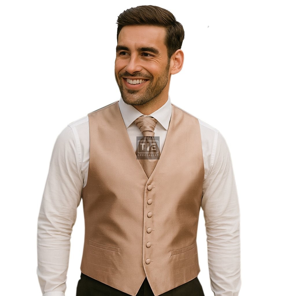 Antique Champagne Shantung Wedding Waistcoat #AB-WW1005/1 Antique Champagne Shantung Wedding Waistcoat #AB-WW1005/1