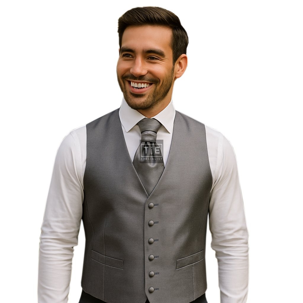 Dark Grey Shantung Wedding Waistcoat #AB-WW1005/9