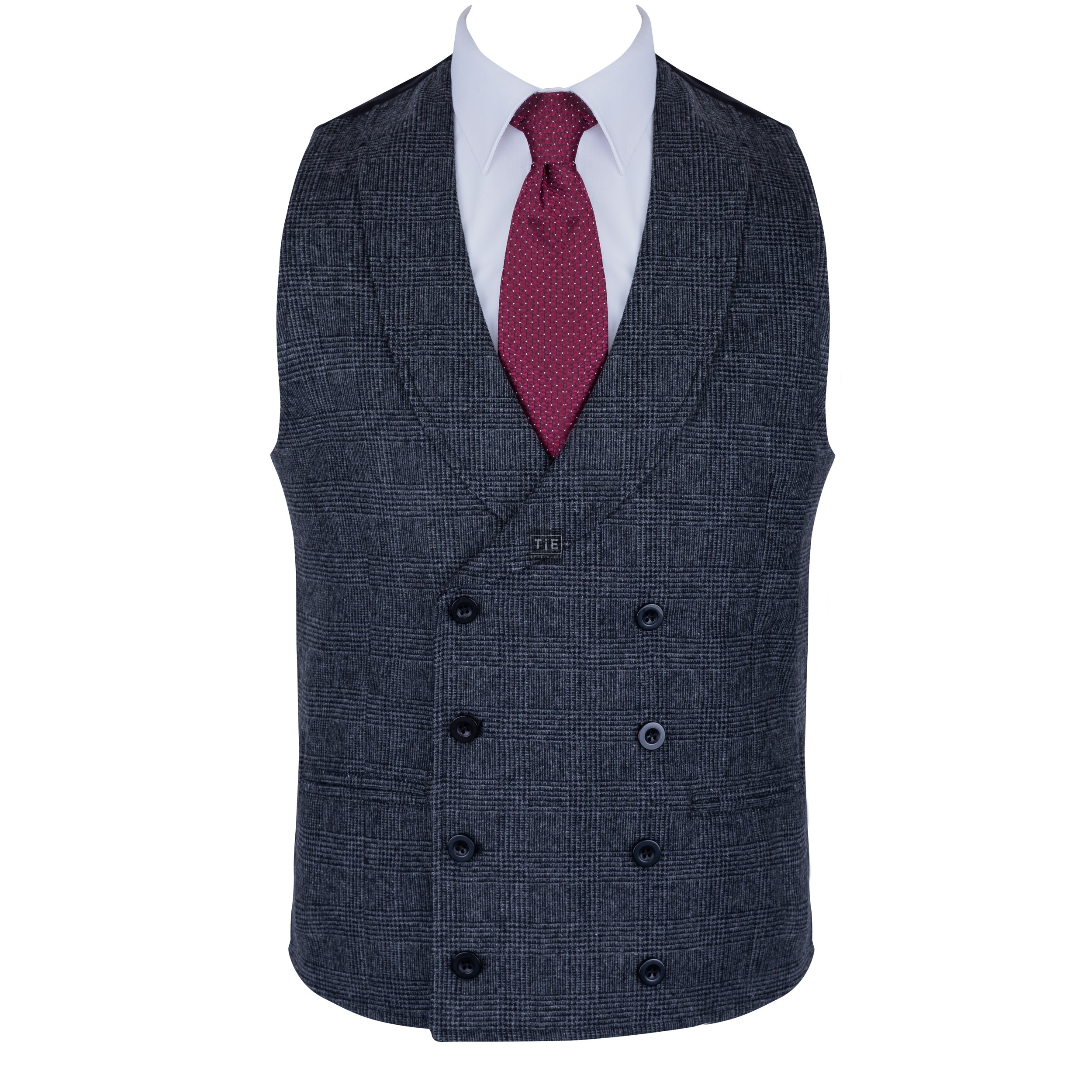 Charcoal Double Breasted 100% Wool Shawl Waistcoat #AB-WWC1008/1 