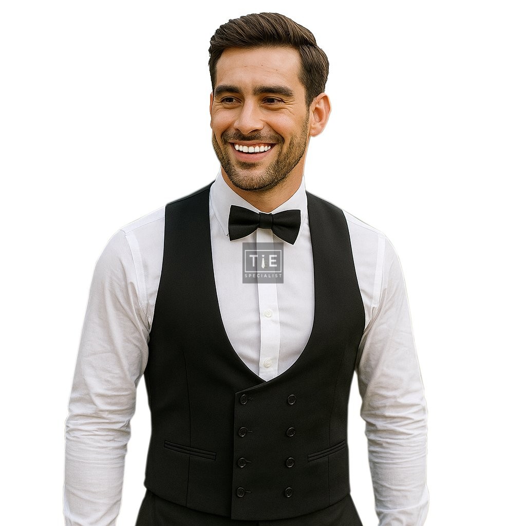 Black Tuxedo Waistcoat, 100% Wool 