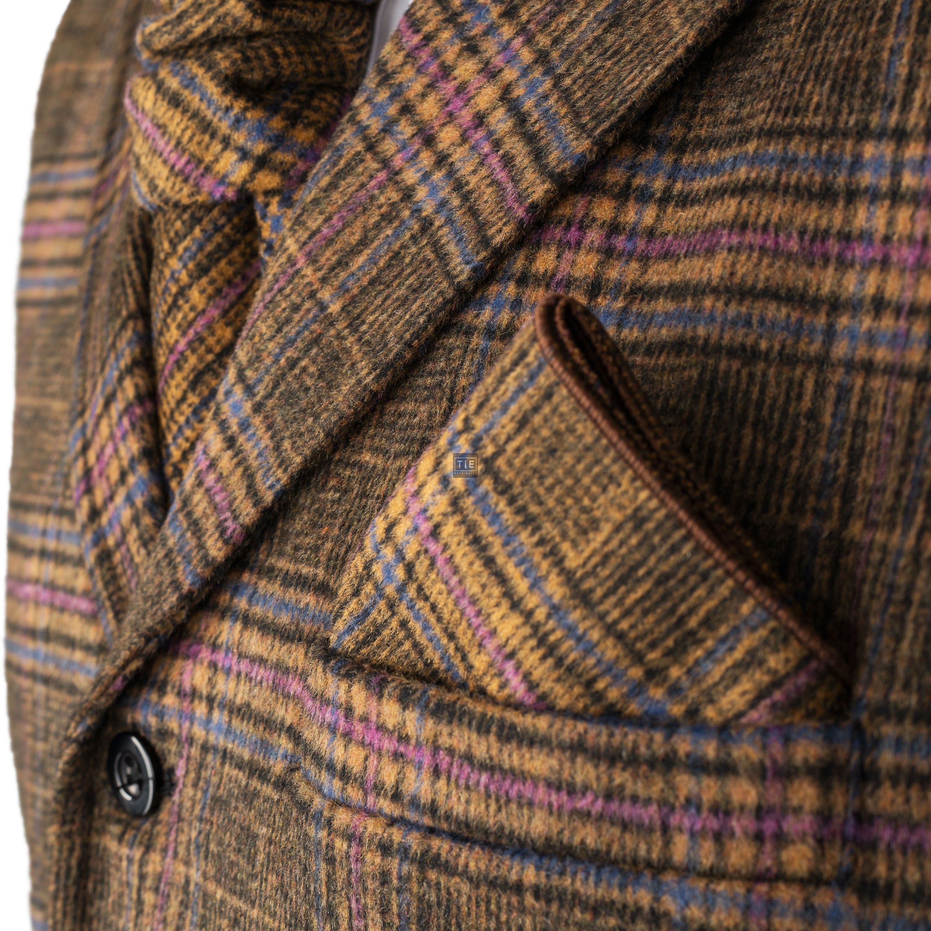 Brown Overcheck Collared Wool Waistcoat - Overcheck Brown Collared 6 ...