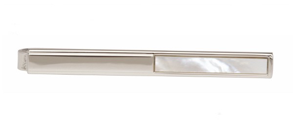 Silver Half Mother of Pearl Rhodium Plated Tie Clip #100-1320