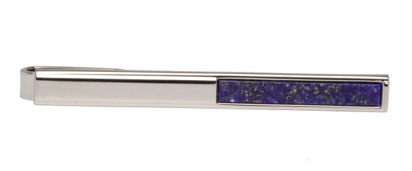 Silver Half Lapis Lazuli Rhodium Plated Tie Clip #100-1330