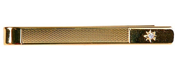 Gold CZ Star Gold Plated Tie Clip #100-9108